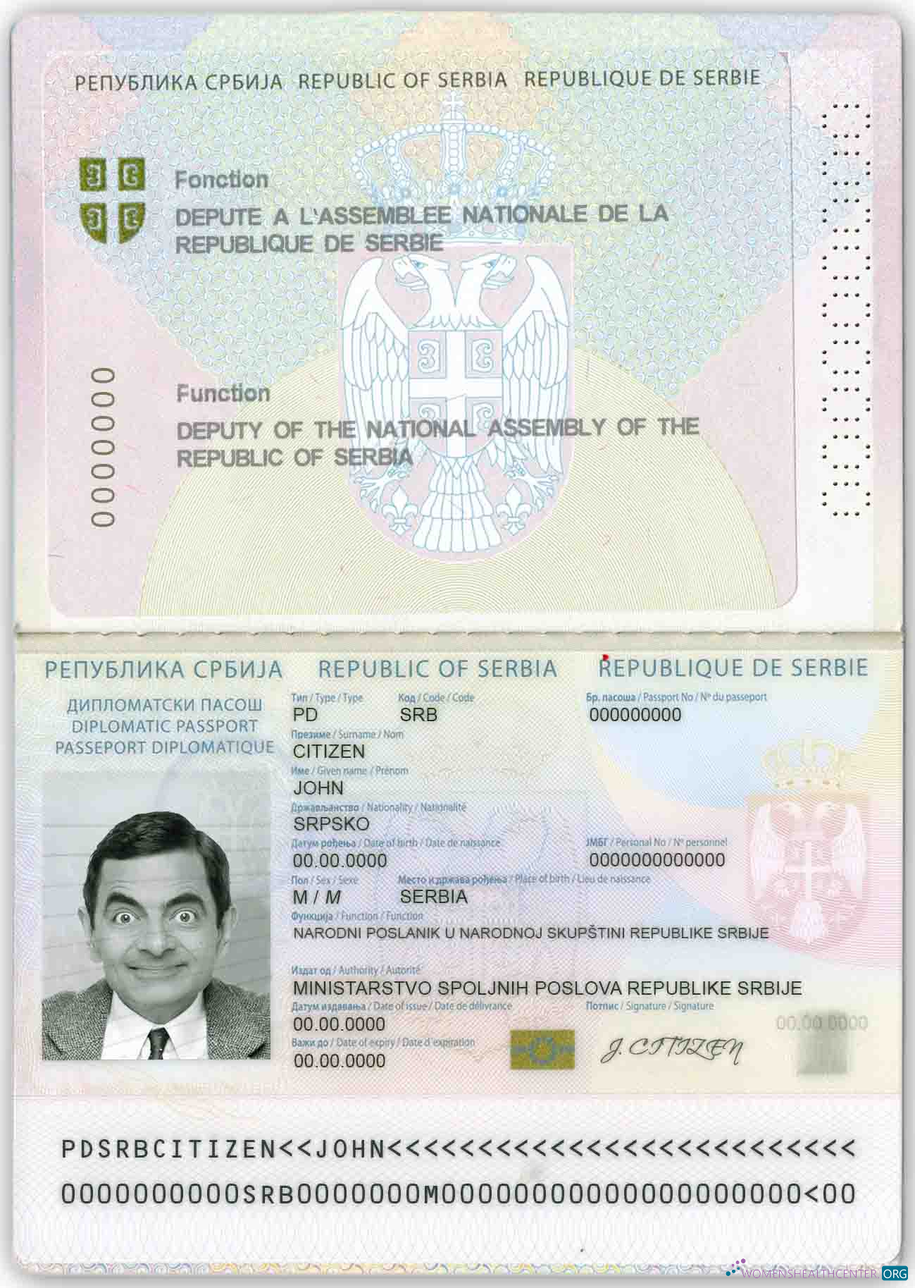 Download Serbia diplomatic passport (2008 2016) Photoshop template